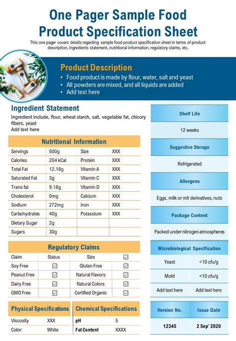 product specifications